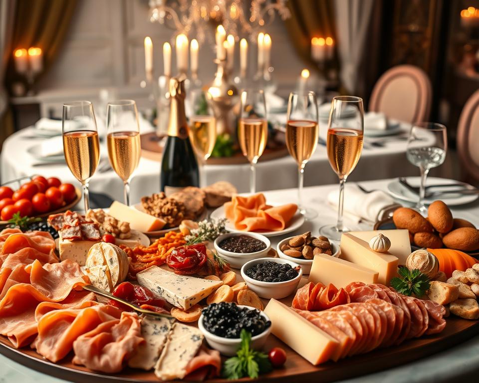 Französisches Silvestermenü Delikatessen