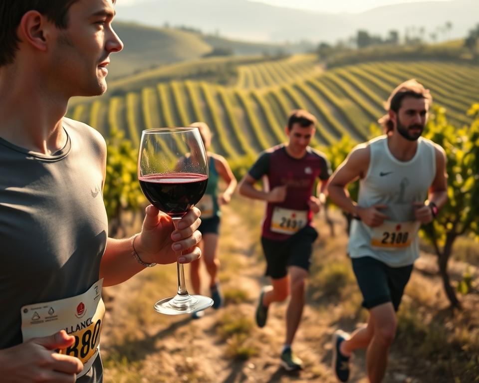 Weinverkostung beim Laufen