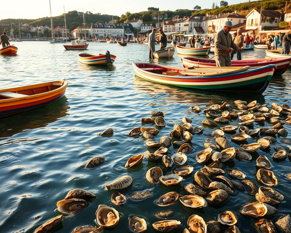 Austernzucht im Hafen Austernzucht im Hafen