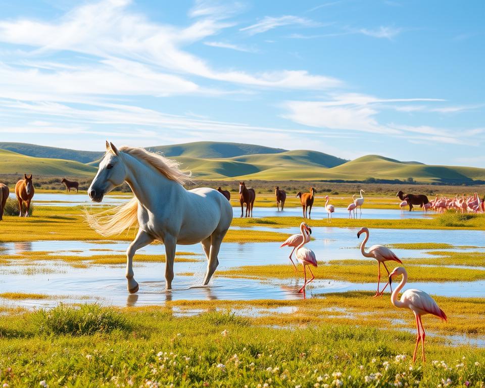 Wildpferde Camargue Landschaft